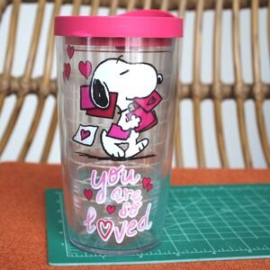 Tervis Peanuts Snoopy You Are So Loved Insulated Tumbler 16oz Pink Lid 2016